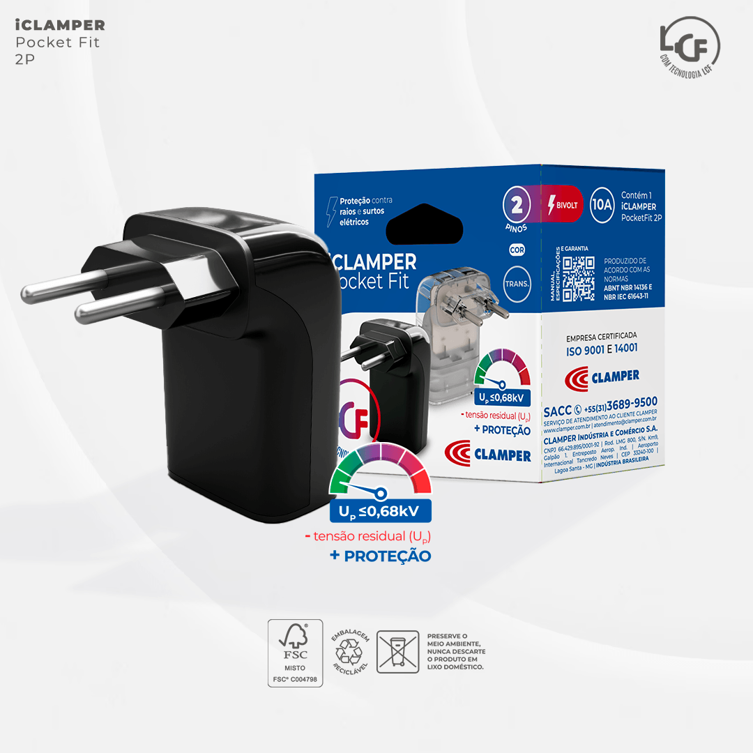 iClamper Pocket DPS portátil proteção tomada contra surtos energia