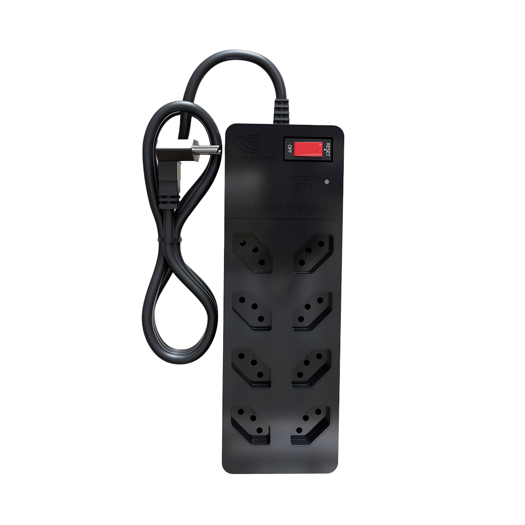 iClamper Energia 8 filtro de linha DPS 8 tomadas proteção avançada